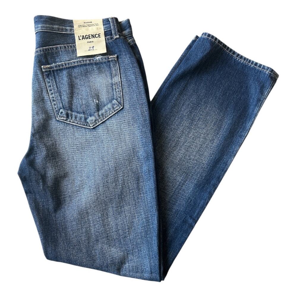 NWT L Agence Rockie Distessed High Rise Cigarette Pant, 29